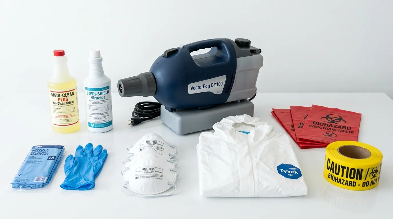 Professional biohazard remediation crew working in Walpole